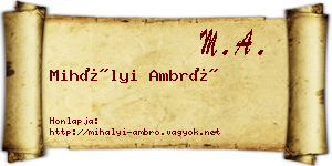 Mihályi Ambró névjegykártya